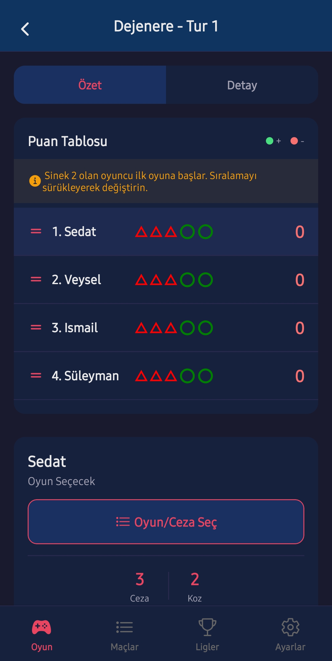 Oynanış — Anlık skor tablosu ve tur takibi
